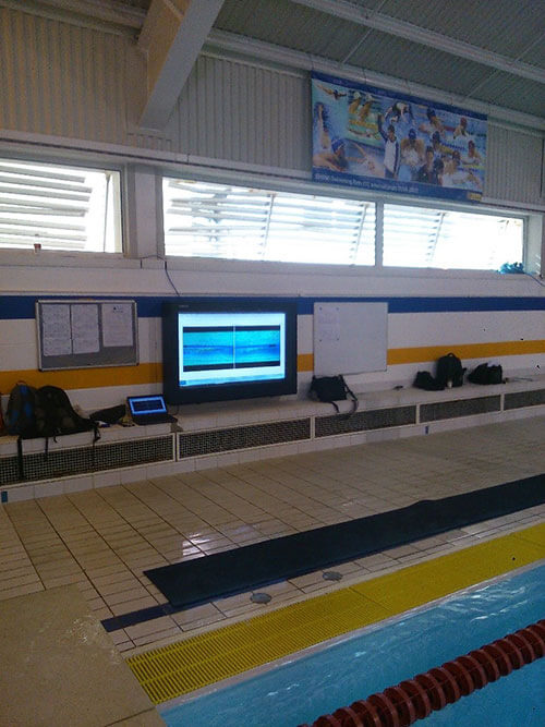 digital signage system poolside