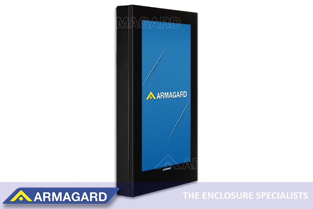 Armagard portrait outdoor bus stop digital signage enclosure