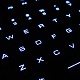 Illuminated keyboard keys lit up close view