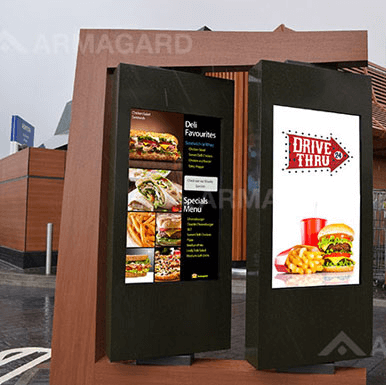 Armagard's 75" outdoor digital menu boards at Mcdonalds